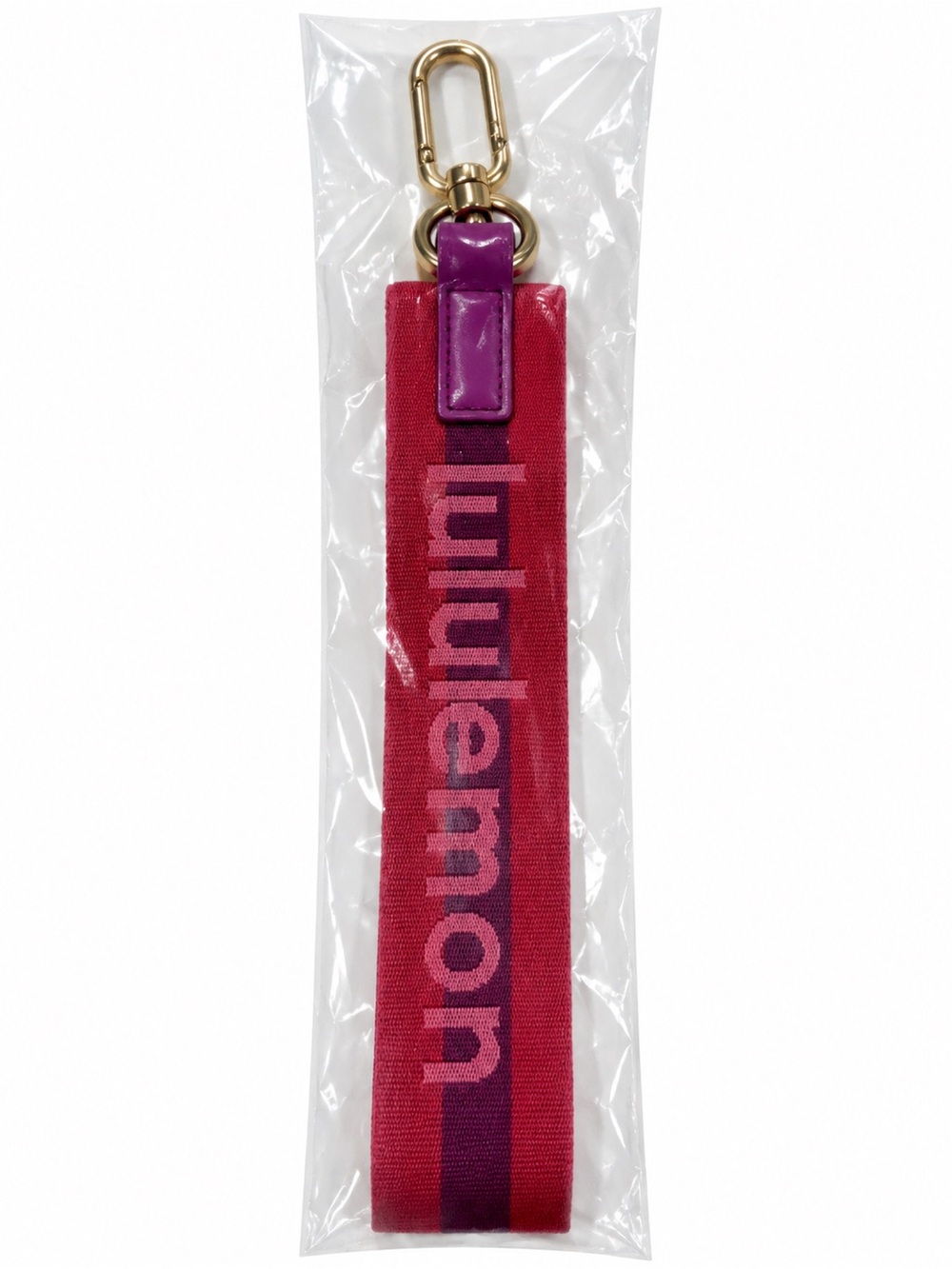 NWT lululemon Never Lost Keychain Wordmark Wristlet Strap Pink Berry